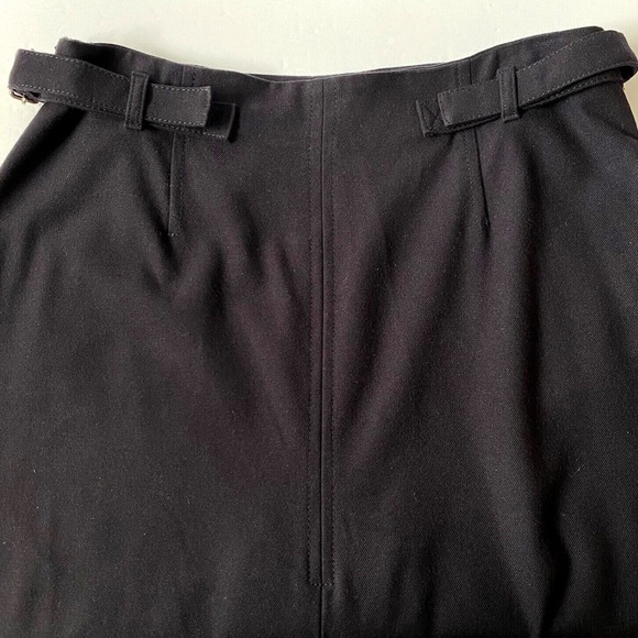 NWT. Massimo Dutti Navy Blue Wool Blend Midi Skirt with Side Buckle. Size XS. - Picture 4 of 11